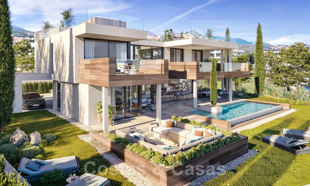 Nieuwe moderne luxevilla’s te koop met verbluffend panoramisch zeezicht langs de kustlijn tot aan Afrika in Manilva a/d Costa del Sol 34730