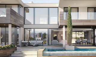 Nieuwe moderne luxevilla’s te koop met verbluffend panoramisch zeezicht langs de kustlijn tot aan Afrika in Manilva a/d Costa del Sol 34740 