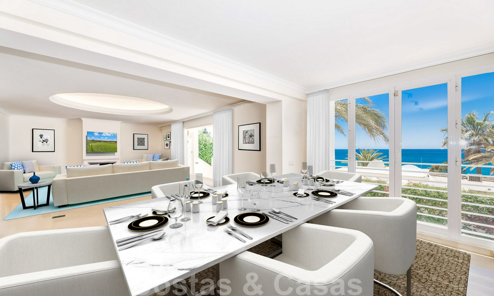 Stijlvol, tweedelijns strandhuis te koop met uitgestrekt zicht op zee in gated beachfront community op de Golden Mile, Marbella 38592