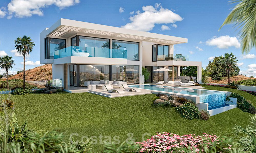 Moderne, luxevilla te koop in een golfresort in Mijas aan de Costa del Sol met panoramisch uitzicht op het landschap en de zee 38938