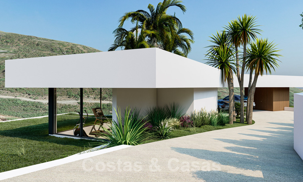 Moderne villa te koop in een natuurlijke omgeving, met panoramisch uitzicht op de vallei en de zee, in een gated resort in Benahavis - Marbella 40506