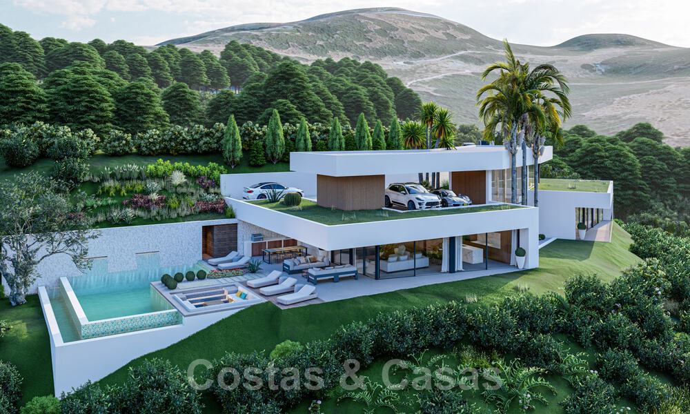 Moderne villa te koop in een natuurlijke omgeving, met panoramisch uitzicht op de vallei en de zee, in een gated resort in Benahavis - Marbella 40511