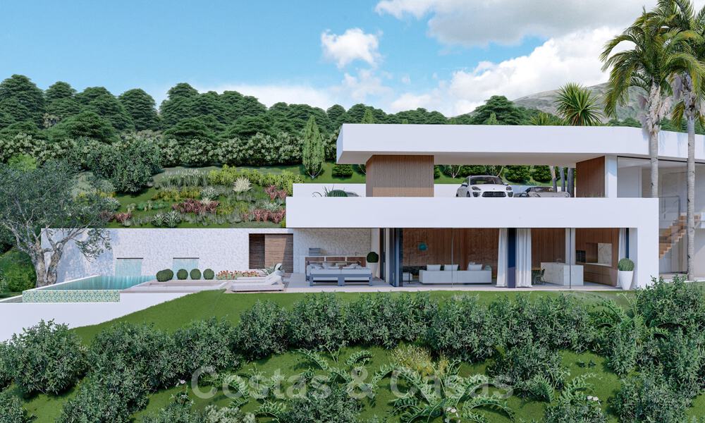 Moderne villa te koop in een natuurlijke omgeving, met panoramisch uitzicht op de vallei en de zee, in een gated resort in Benahavis - Marbella 40514