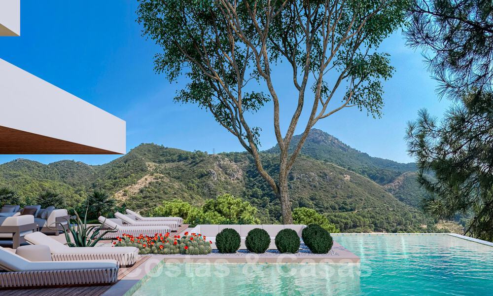 Moderne villa te koop in een natuurlijke omgeving, met panoramisch uitzicht op de vallei en de zee, in een gated resort in Benahavis - Marbella 40519