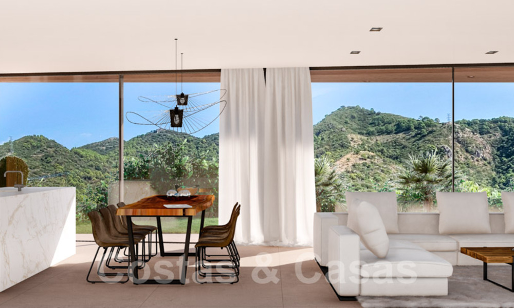 Moderne villa te koop in een natuurlijke omgeving, met panoramisch uitzicht op de vallei en de zee, in een gated resort in Benahavis - Marbella 40521