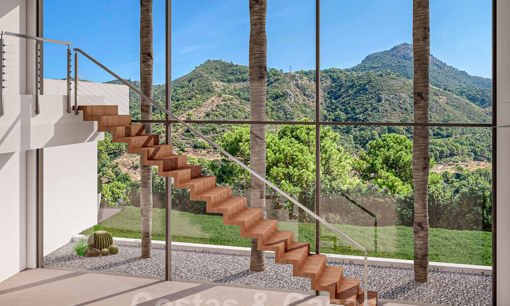 Moderne villa te koop in een natuurlijke omgeving, met panoramisch uitzicht op de vallei en de zee, in een gated resort in Benahavis - Marbella 40522