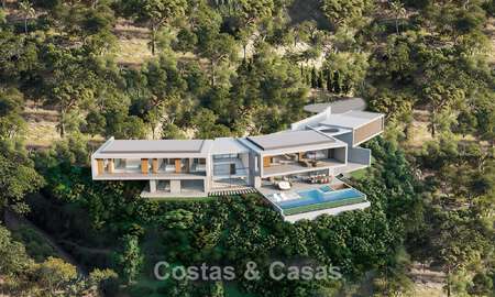 Moderne villa te koop in een natuurlijke omgeving, met panoramisch uitzicht op de vallei en de zee, in een gated resort in Benahavis - Marbella 778055