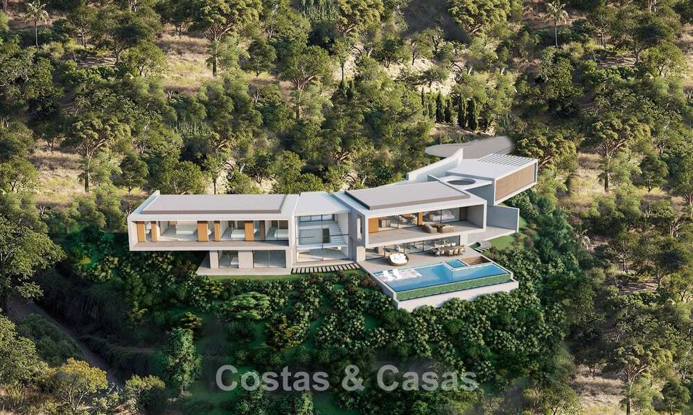 Moderne villa te koop in een natuurlijke omgeving, met panoramisch uitzicht op de vallei en de zee, in een gated resort in Benahavis - Marbella 778055