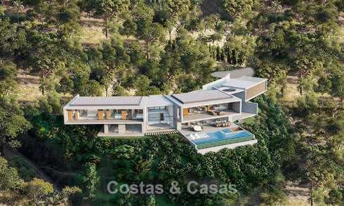 Moderne villa te koop in een natuurlijke omgeving, met panoramisch uitzicht op de vallei en de zee, in een gated resort in Benahavis - Marbella 778055