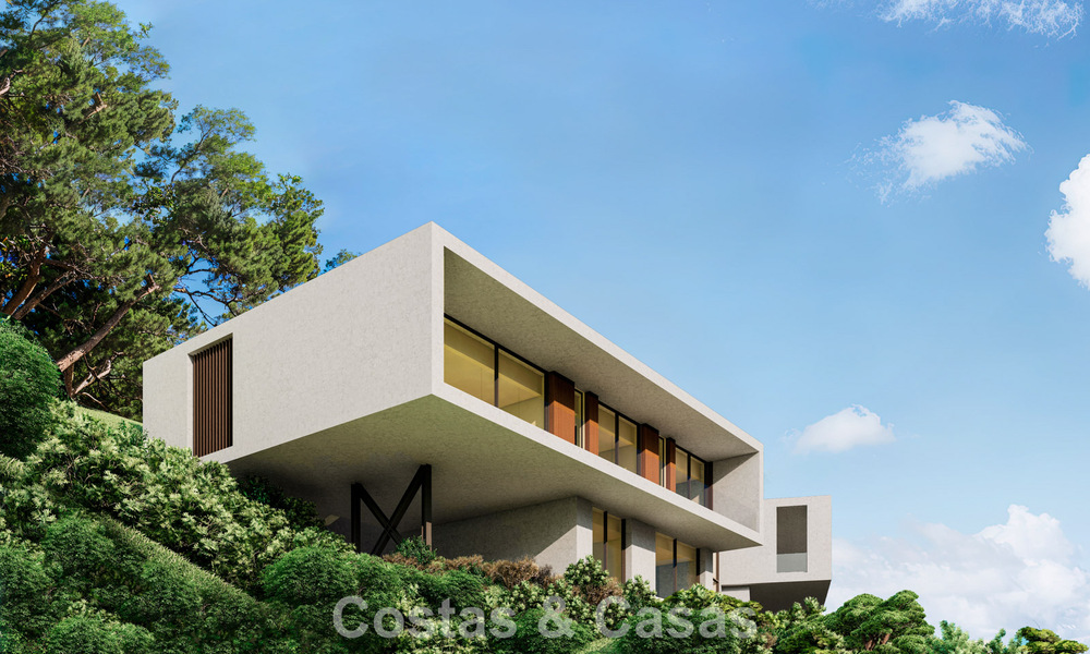 Moderne villa te koop in een natuurlijke omgeving, met panoramisch uitzicht op de vallei en de zee, in een gated resort in Benahavis - Marbella 778056