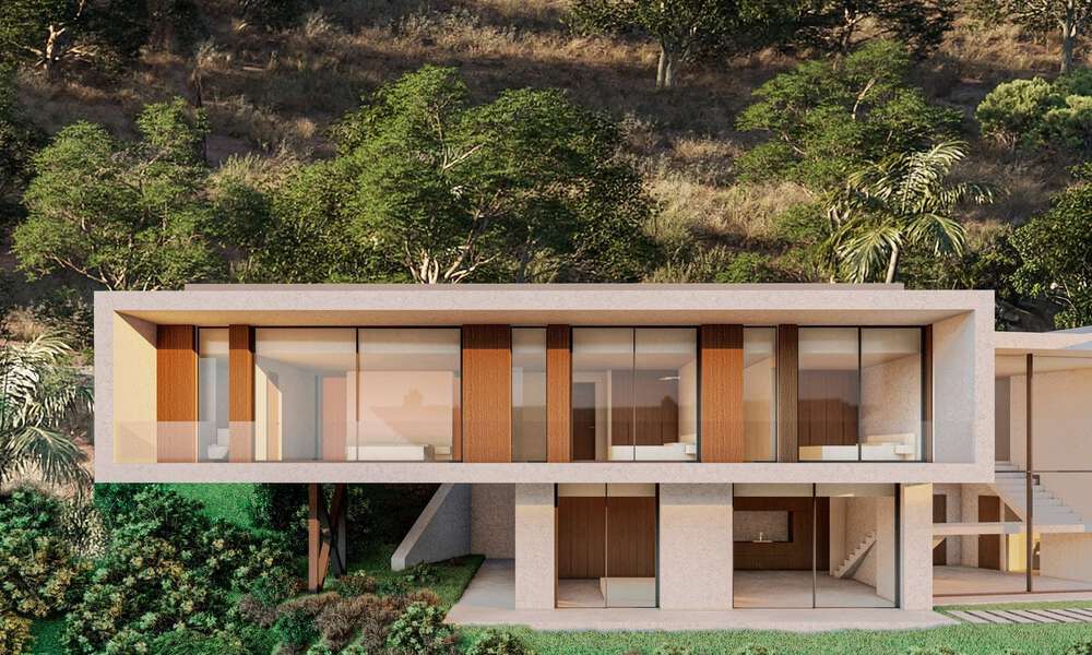 Moderne villa te koop in een natuurlijke omgeving, met panoramisch uitzicht op de vallei en de zee, in een gated resort in Benahavis - Marbella 778061