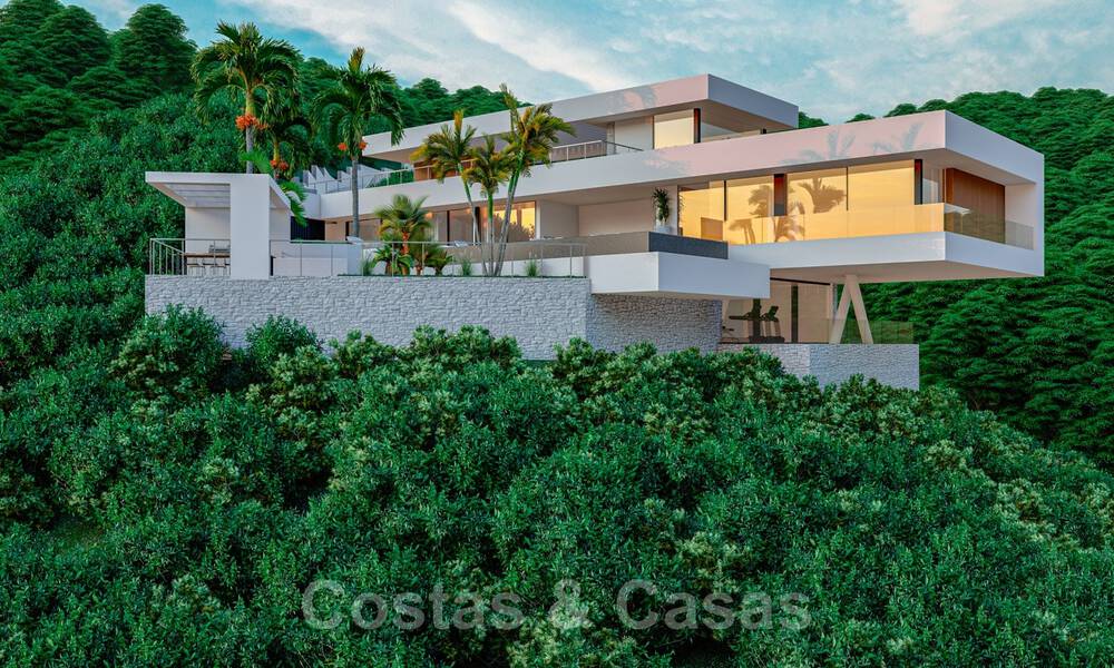 Innovatieve nieuwbouwvilla te koop, passend in de geweldige natuurlijke omgeving, unieke kijk op het berglandschap en de Middellandse Zee, in een gated resort in Benahavis - Marbella 40531