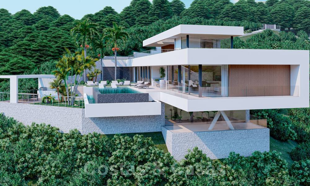 Innovatieve nieuwbouwvilla te koop, passend in de geweldige natuurlijke omgeving, unieke kijk op het berglandschap en de Middellandse Zee, in een gated resort in Benahavis - Marbella 40532