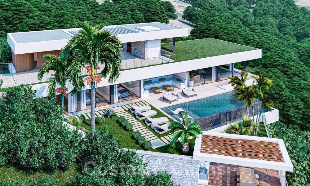 Innovatieve nieuwbouwvilla te koop, passend in de geweldige natuurlijke omgeving, unieke kijk op het berglandschap en de Middellandse Zee, in een gated resort in Benahavis - Marbella 40535