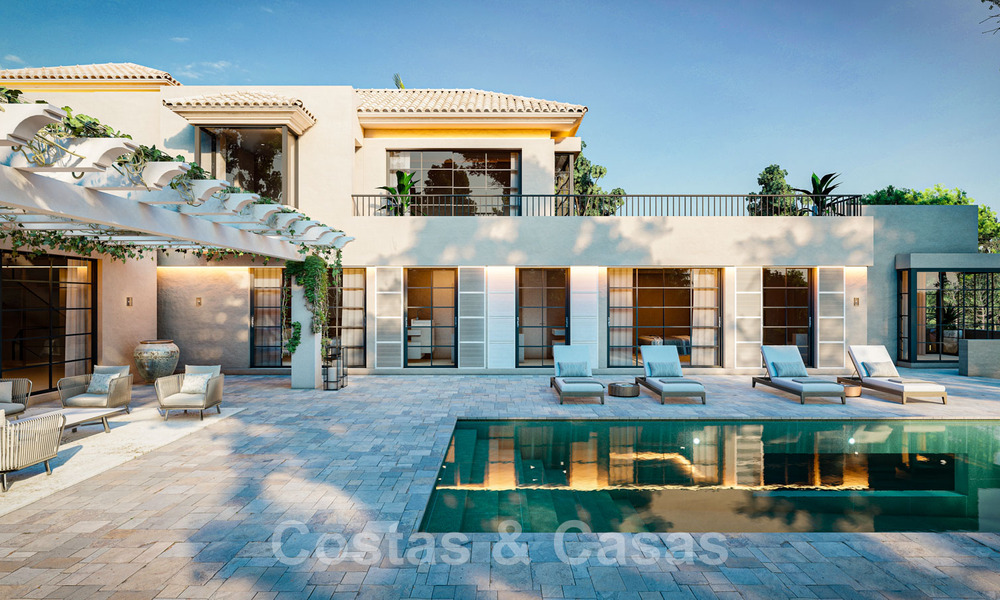 Mondaine, luxueuze villa te koop in eigentijdse stijl, op loopafstand van alle voorzieningen en de stranden van de Golden Mile, Marbella 43180