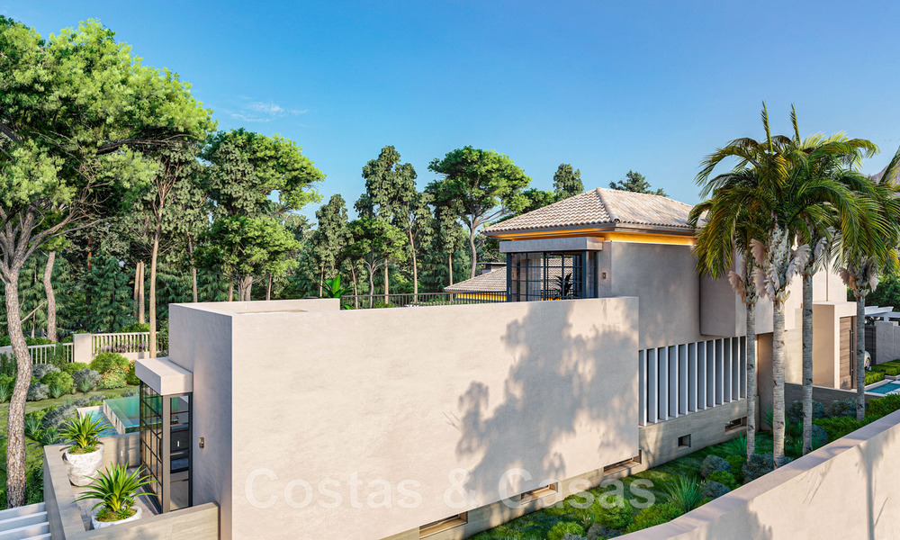 Mondaine, luxueuze villa te koop in eigentijdse stijl, op loopafstand van alle voorzieningen en de stranden van de Golden Mile, Marbella 43190
