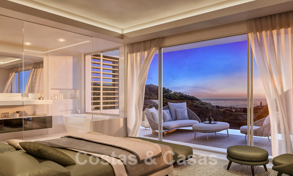 Nieuwe, modernistische luxevilla’s te koop, met veel privacy en zeezicht, in een gated community gelegen in de heuvels van Marbella 52446