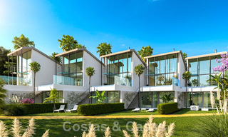 Nieuwe, exclusieve, rijwoningen te koop in hedendaagse stijl met een indrukwekkend zeezicht in een prestigieuze urbanisatie van Fuengirola, Costa del Sol 43947 