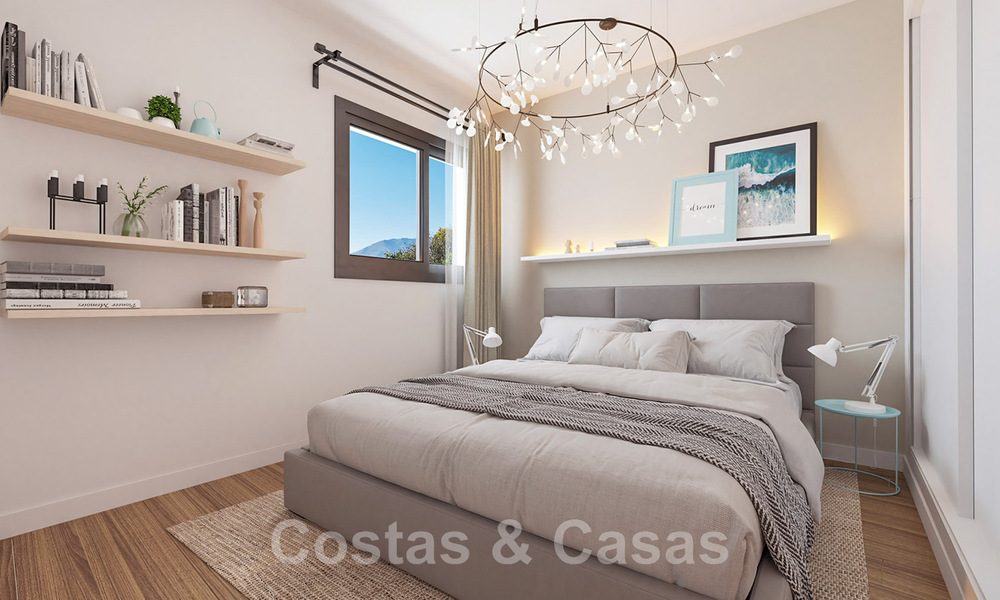 Luxueuze nieuwbouwappartementen in eigentijdse stijl te koop met een ruim terras en panoramisch zeezicht in Estepona stad 44288