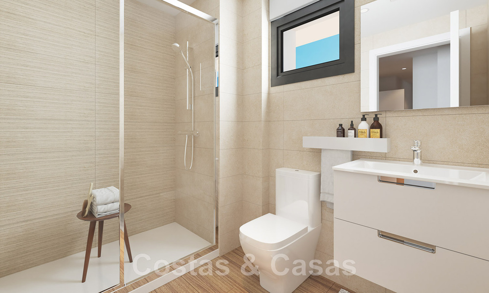 Luxueuze nieuwbouwappartementen in eigentijdse stijl te koop met een ruim terras en panoramisch zeezicht in Estepona stad 44289