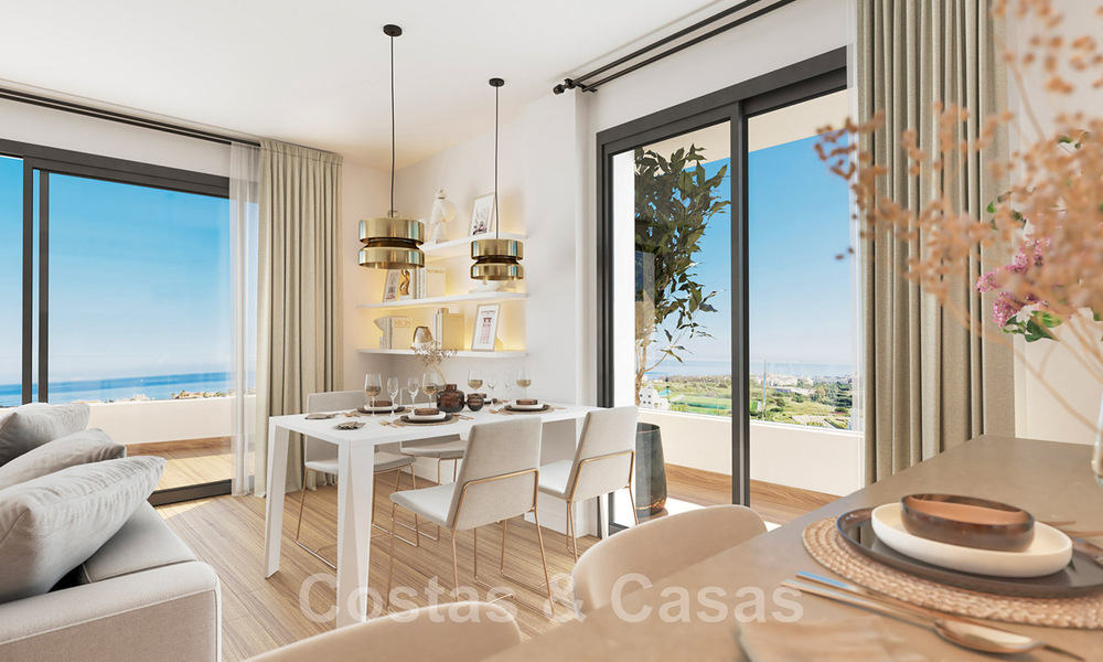 Luxueuze nieuwbouwappartementen in eigentijdse stijl te koop met een ruim terras en panoramisch zeezicht in Estepona stad 44290