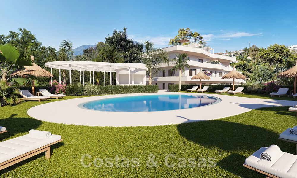 Luxueuze nieuwbouwappartementen in eigentijdse stijl te koop met een ruim terras en panoramisch zeezicht in Estepona stad 44298