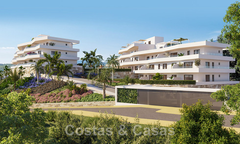 Luxueuze nieuwbouwappartementen in eigentijdse stijl te koop met een ruim terras en panoramisch zeezicht in Estepona stad 44300