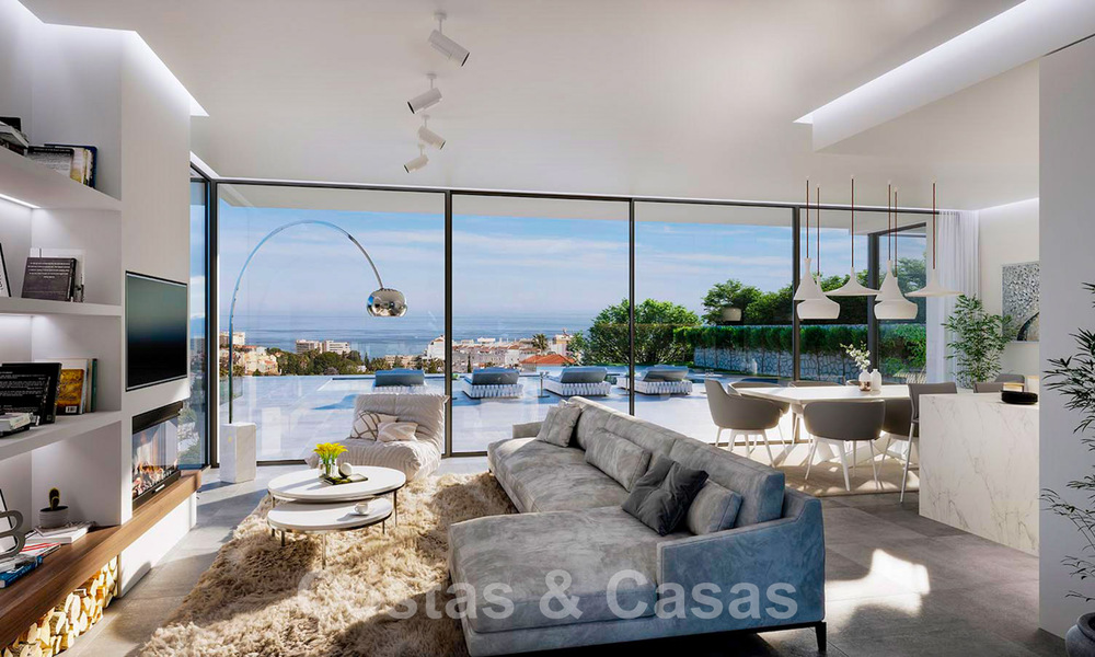 Nieuwe, modernistische designvilla te koop, met fenomenaal zeezicht op loopafstand van het strand in Benalmadena, Costa del Sol 44594