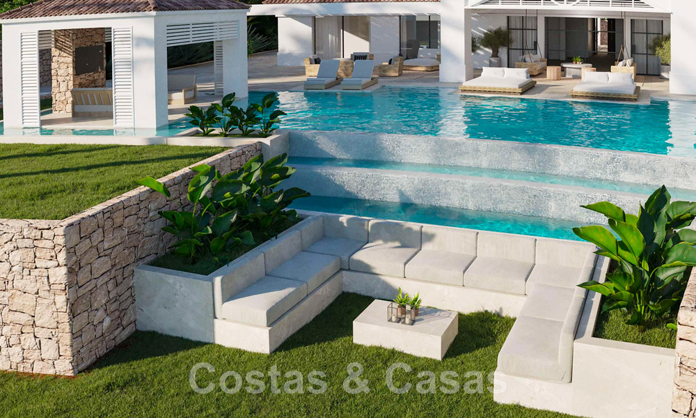 Statige, Mediterrane luxevilla te koop in Ibiza-stijl, gelegen in een hoogstaande villawijk in het hartje van Nueva Andalucia, Marbella 44621