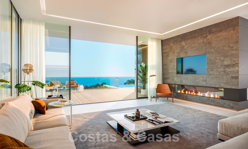 Perceel + moderne nieuwbouwvilla met zeezicht in een luxe woonproject te koop, dicht bij het strand in Manilva, Costa del Sol 46466