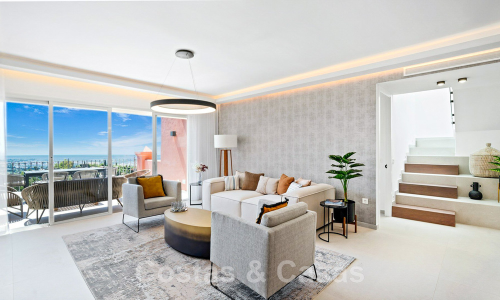 Modern gerenoveerd, 4-slaapkamer penthouse te koop met prachtig zeezicht in een gated community in Benahavis - Marbella 47150