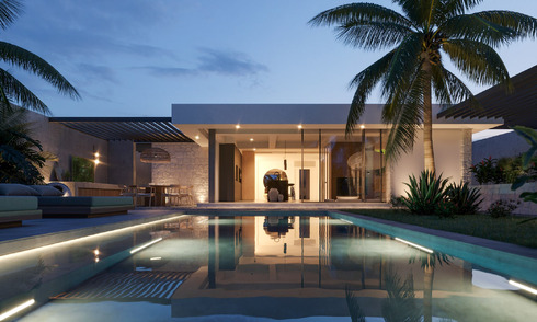 Majestueuze gelijkvloers villa te koop met een ontspannend, Balinees design, gelegen op wandelafstand van Puerto Banus, Marbella 47500