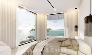 Nieuwe designervilla te koop, met panoramisch zeezicht in een rustige omgeving op loopafstand van het strand in Manilva, Costa del Sol 48061 