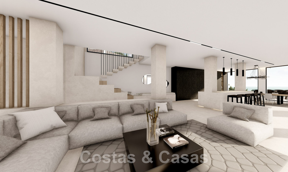 Nieuwe designervilla te koop, met panoramisch zeezicht in een rustige omgeving op loopafstand van het strand in Manilva, Costa del Sol 48065