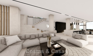 Nieuwe designervilla te koop, met panoramisch zeezicht in een rustige omgeving op loopafstand van het strand in Manilva, Costa del Sol 48065 