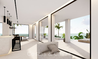 Nieuwe designervilla te koop, met panoramisch zeezicht in een rustige omgeving op loopafstand van het strand in Manilva, Costa del Sol 48067 