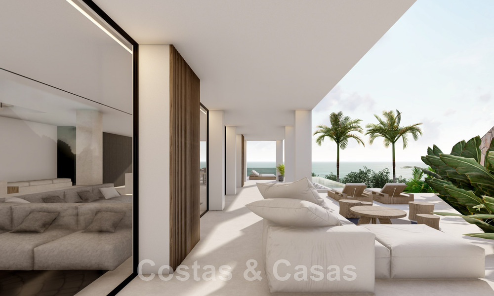 Nieuwe designervilla te koop, met panoramisch zeezicht in een rustige omgeving op loopafstand van het strand in Manilva, Costa del Sol 48069