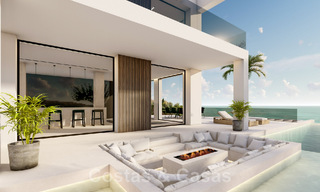 Nieuwe designervilla te koop, met panoramisch zeezicht in een rustige omgeving op loopafstand van het strand in Manilva, Costa del Sol 48071 