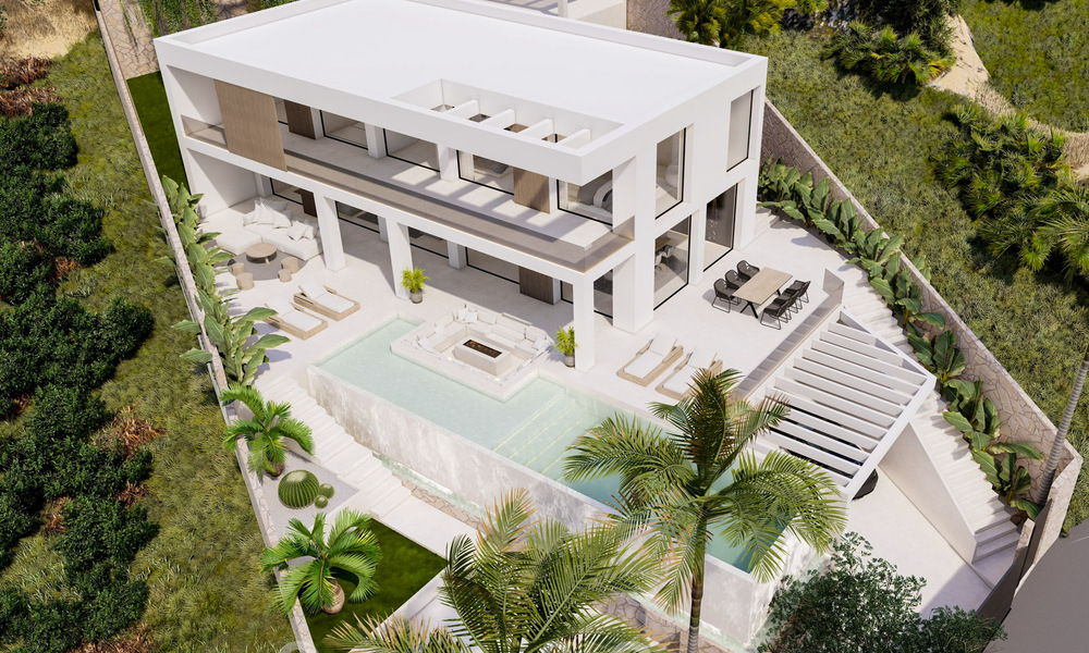 Nieuwe designervilla te koop, met panoramisch zeezicht in een rustige omgeving op loopafstand van het strand in Manilva, Costa del Sol 48073