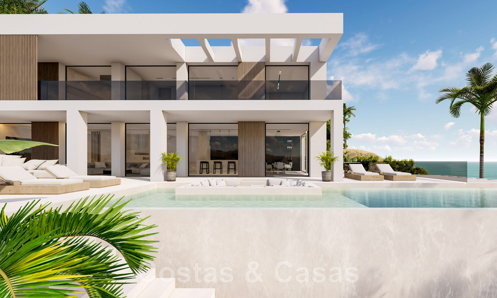 Nieuwe designervilla te koop, met panoramisch zeezicht in een rustige omgeving op loopafstand van het strand in Manilva, Costa del Sol 48074