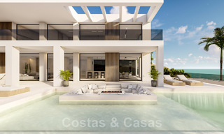Nieuwe designervilla te koop, met panoramisch zeezicht in een rustige omgeving op loopafstand van het strand in Manilva, Costa del Sol 48076 