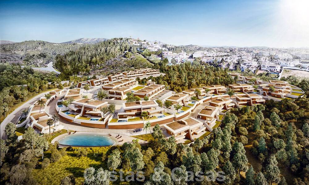 Schitterende show woning te koop in een nieuwbouwproject, bestaande uit halfvrijstaande villa’s met zeezicht in een luxueus resort Mijas, Costa del Sol 48599