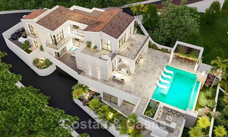 Exclusieve luxevilla te koop met riante buitenzones en een schitterend zicht op de Middellandse Zee in de heuvels van Benahavis - Marbella 49325