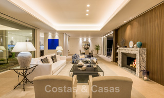 Eerstelijns golf luxevilla in een elegante moderne stijl met prachtig golf- en zeezicht te koop in Los Flamingos Golfresort in Marbella - Benahavis 48980 