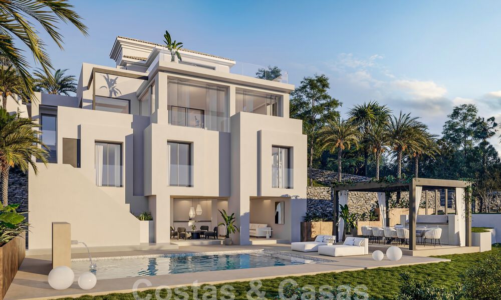 Nieuwe luxevilla te koop met een contemporaine bouwstijl gelegen in een beveiligde community van Nueva Andalucia, Marbella 51465