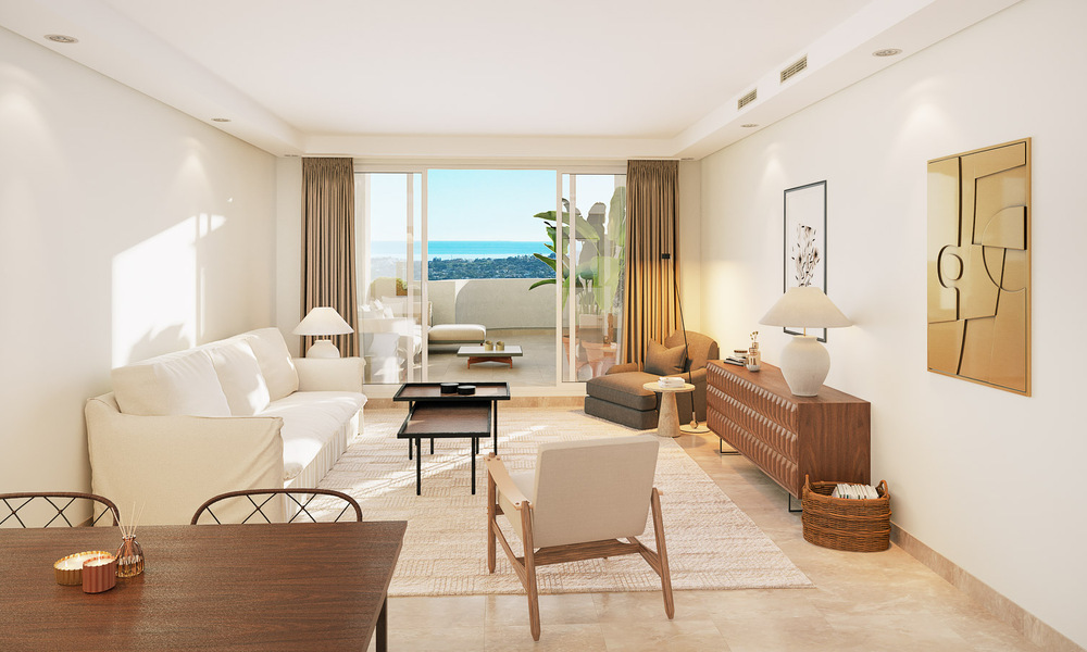 Hedendaagse appartementen in een Andalusische stijl te koop met panoramisch uitzicht naar zee toe in de golfvallei van Nueva Andalucia, Marbella 51643