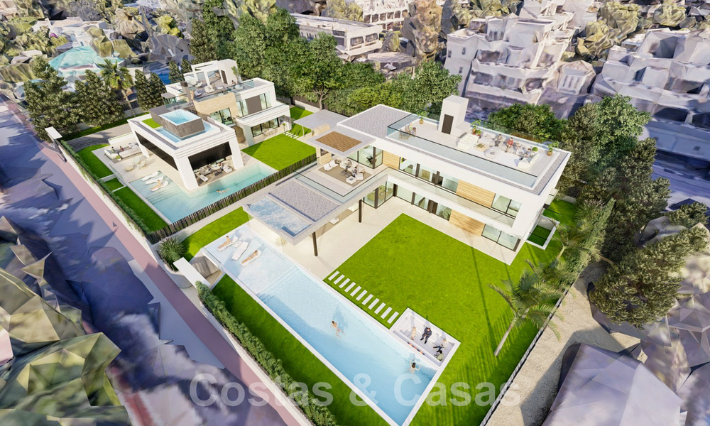 Nieuw project met luxueuze villa te koop, in een afgesloten en beveiligde woonwijk op wandelafstand van voorzieningen in Nueva Andalucia, Marbella 60870