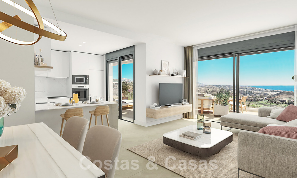 Moderne nieuwbouwappartementen te koop met zeezicht en op een steenworp v/d golfbaan in Mijas, Costa del Sol 62579