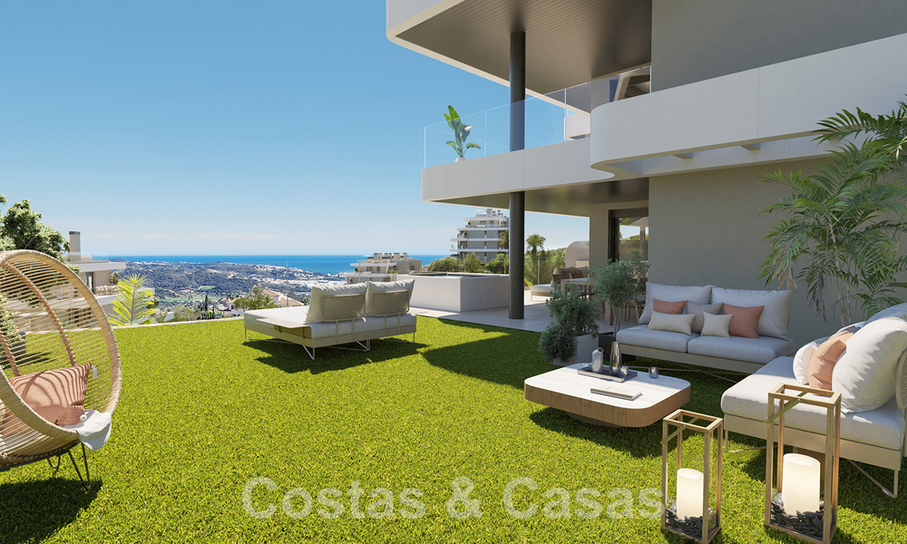 Moderne nieuwbouwappartementen te koop met zeezicht en op een steenworp v/d golfbaan in Mijas, Costa del Sol 62587