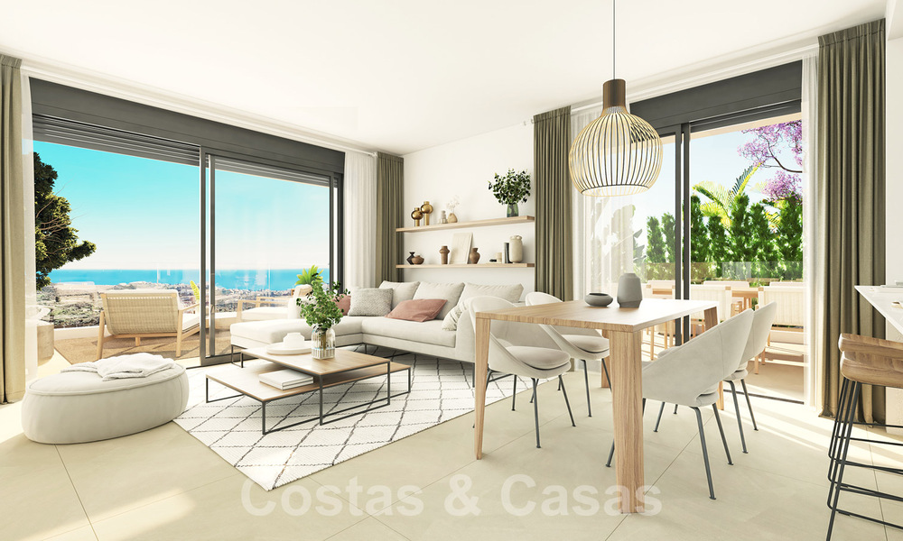 Moderne nieuwbouwappartementen te koop met zeezicht en op een steenworp v/d golfbaan in Mijas, Costa del Sol 62594